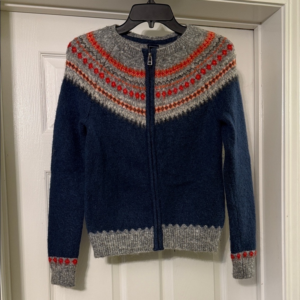 GAP - Blue/gray full zip fair isle cardigan sweater - size XS - Picture 2 of 5